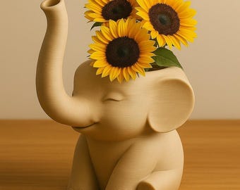Sitzender Elefant Pflanzer, Tierblumentopf, Rüsselvase (Digitaler Download)