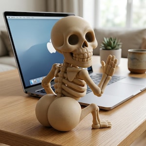 Funny Skeleton Figurine STL . 3D Printable Halloween Decor (Digital Download)