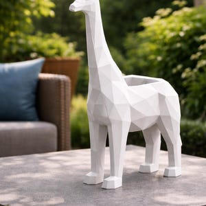 Lågpoly giraffplanter – Geometrisk djur 3D-utskrivbar dekor (digital nedladdning)