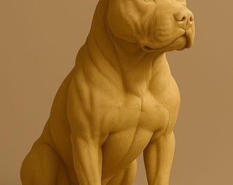 Muscular Pitbull Figurine STL – American Bully Sculpture, Realistic Dog Statue (Digital Download)