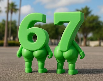 Grappig nummer 67 beeldjes | Grof aantal tekens STL | 3D-afdrukmodel