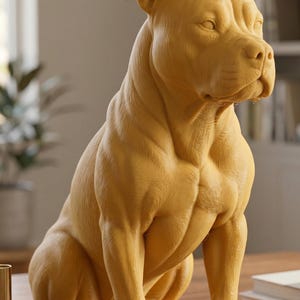Figura de Pitbull musculoso STL – Escultura de American Bully leal – Estatua de perro realista – Decoración de perro guardián (Descarga digital)