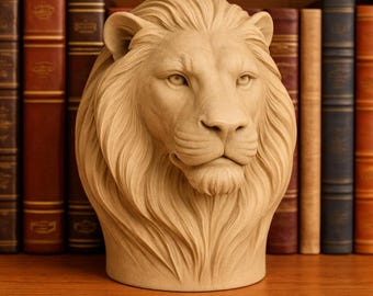 Lion Head Bust STL – 3D Printable Animal Sculpture (Digital Download)
