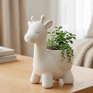 3D Printable Giraffe Planter STL – Minimalist Succulent Pot (Digital Download)