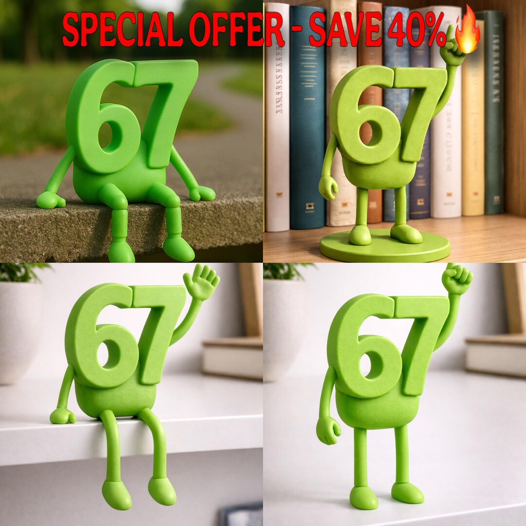 Number 67 Character Figures STL | 3D Printable Desk Decor (digital ...