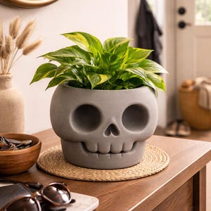 Maceta de calavera impresa en 3D (archivo digital) - Decoración gótica de Halloween