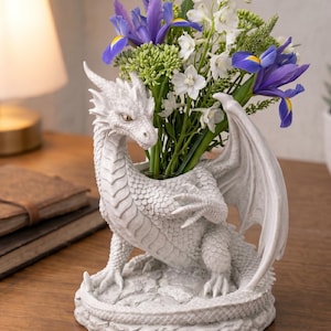 Pot de fleurs dragon - Sculpture fantastique en pot de fleurs (téléchargement numérique)