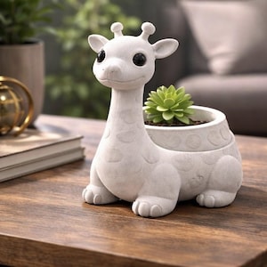 3D-utskrift av suckulentblomma med giraff – STL-fil för barnkammardekor (digital nedladdning)
