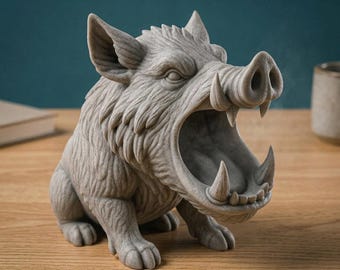 3Dイノシシ彫刻STLファイル | 3Dプリント可能なイノシシモデル | 家の