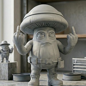 Modelo 3D para impresión del personaje Hongo Enojado – Figura de criatura meme (Descarga digital)