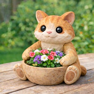 Cat Planter STL – 3D Printable Succulent Pot, Kawaii Animal Holder (Digital Download)