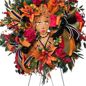 Extra-Large Juneteenth Wreath, Kente Design, African American Deco