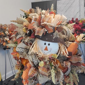 Fall Scarecrow Wreath, Scarecrow Door Thanksgiving Wreath Fall Wreath, Harvest Wreath, Autumn Wreath Fall Mesh Wreath Fall Front Door Wreath