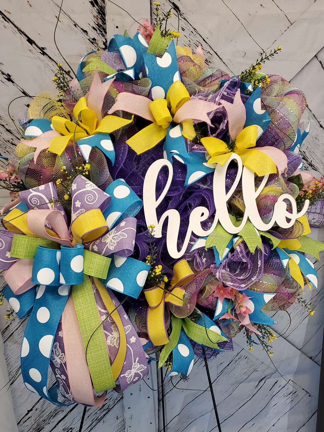 Summer Deco Mesh Wreath, Summer Front Door, Colorful Wreath Hi Wreath ...