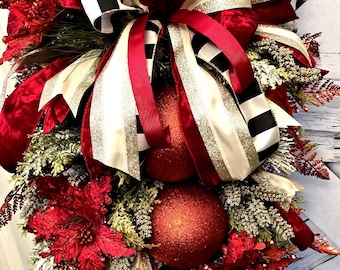 Red Jewel Poinsettia Christmas Swag: Extragroßer Weihnachtstropfen-Dekor