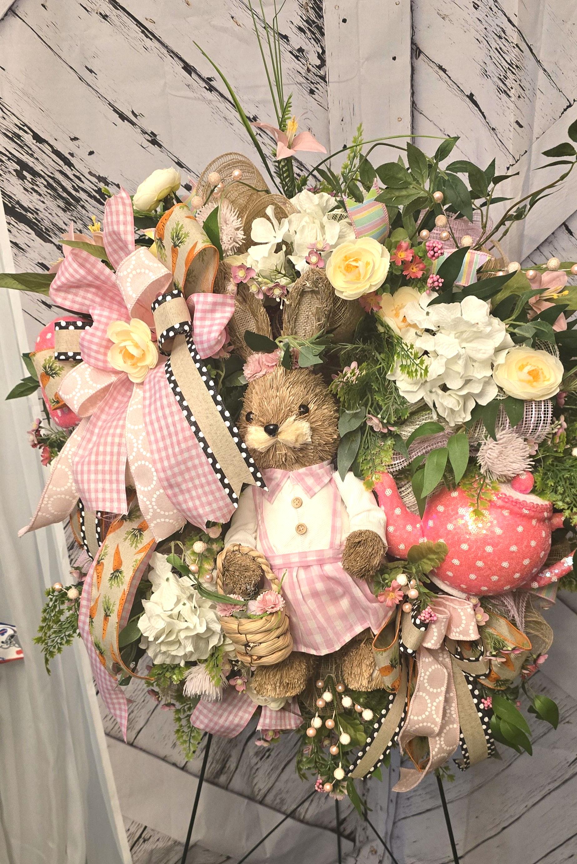 GUOCU Ghirlanda Primaverile Con Peonie E Rattan - Lunghezza 65 Cm - Decorazione Casa Viola Chiaro, Artificiale Per Porte E Pareti