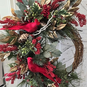 Weihnachtskranz, Winterkranz, Winterkranz, Weinrebenkranz, Saisonkranz, Rot-Goldkranz, Weihnachtskranz