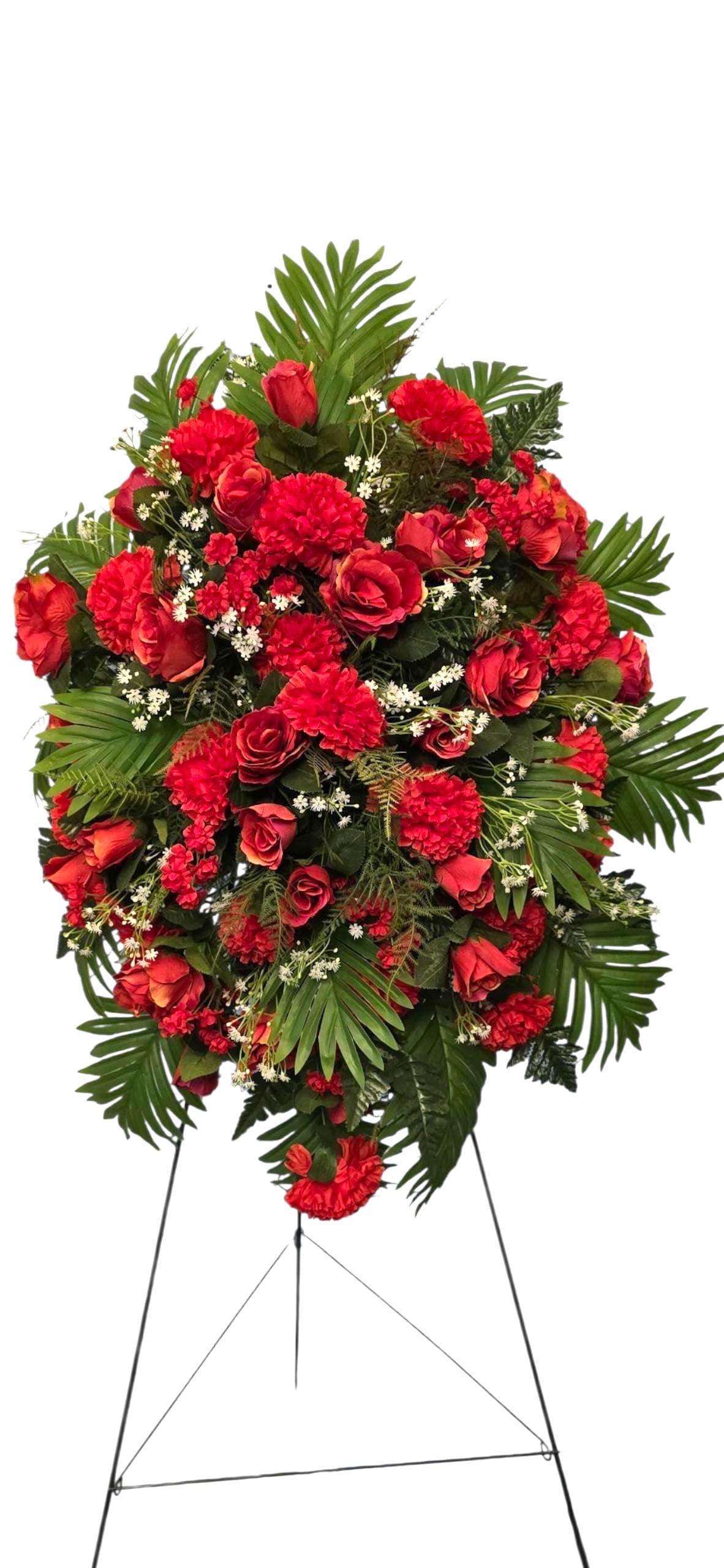 Red Funeral Roses Red Rose Sympathy Arrangement Funeral Flowers Standing Spray - Etsy