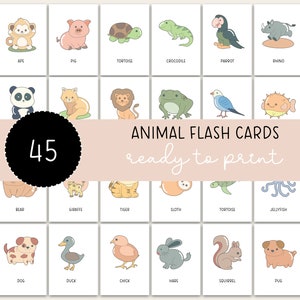45 animal flashcards for kids, learn animals cards for kids, zoo cards, recognize animals kids, safari animals cards
