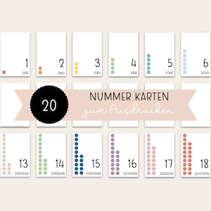 1-20 Zahlen Montessori, Nummerkarten, Lernmaterial, Montessori Material, Lernwelten, Vorschulkinder, Lernposter, Grundschule