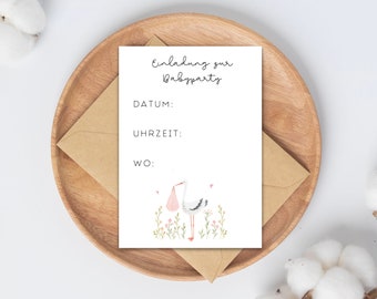 Baby Shower Invitation, Baby Shower Invitation, Baby Shower Invitation Stork, Printable Invitation, Template Invitation