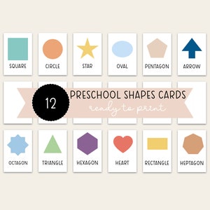 Shapes cards Montessori, alphabet, letters learning material children, Montessori material, preschool children, learning poster, school