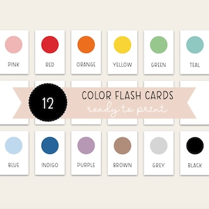 12 color cards Montessori, learn colors, learning material for children, Montessori material, preschool children, learning posters, school