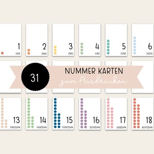 1-31 mesi impara i numeri Montessori, carte numeriche, materiale didattico, materiale Montessori, mondi di apprendimento, bambini in età prescolare, poster di apprendimento, scuola elementare