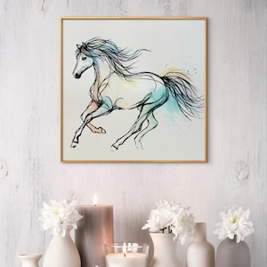 Aquarelle originale / Cheval arc-en-ciel / Aquarelle peinte à la main / Minimaliste / Peinture de cheval unique / Peinture de conte de fées / Aquarelle