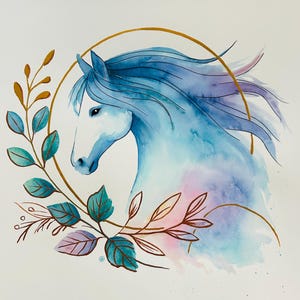Aquarelle originale / Cheval arc-en-ciel / Aquarelle peinte à la main / Minimaliste / Peinture de cheval / Peinture de conte de fées / Aquarelle /