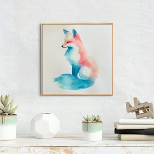 Original watercolor painting / Fox pastel watercolor colors / Hand-painted watercolor painting / Minimalistic / Unique one-of-a-kind