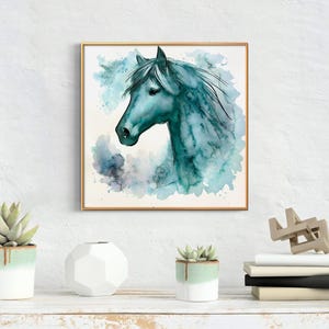 Aquarelle originale / tableau mystique de cheval / aquarelle peinte à la main / minimaliste / tableau de cheval unique / tableau de conte de fées / aquarelle