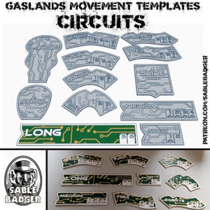 Gaslands Template Sets  – Full template sets for Post-Apocalyptic Car Wargames – PLA Plastic - Printed Multi-Colored