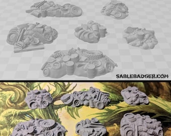 Verstrooid terrein puinhopen compatibel met gaslands en post-apocalyptische oorlogsgames - 6-delig