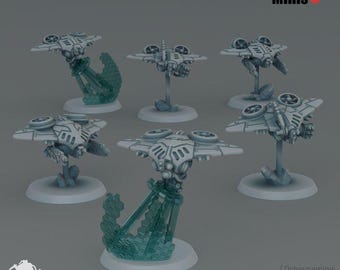 SEA Coalition Drones | 32mm scale grey resin miniature sci-fi | OPR Compatible minis wargaming