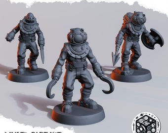 6x Nautical Reaver Wretched - Modular - 32mm Scale Resin Models compatible with Trench Crusade