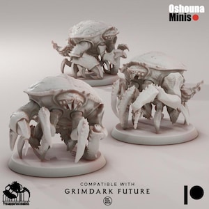 Deep Hive – Crab Guards (Set of 3) Resin Miniature | 28mm 32mm Alien Hives Proxy for Grimdark and Sci-Fi Wargames | Oshouna Minis for OPR