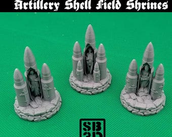 Trench Crusade Artillery Shell Shrinesfor RPGs and Miniature War Games - 3d printed grimdark terrain