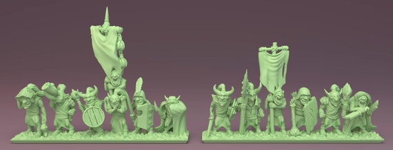 Goblin Warriors Resin Miniatures - 10mm Strips - 1 Unit for Warmaster - Green Skin Miniatures