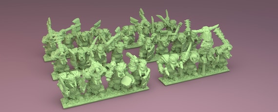 Black Orc Warriors Resin Miniatures - 10mm Strips - 1 Unit for Warmaster - Green Skin Miniatures