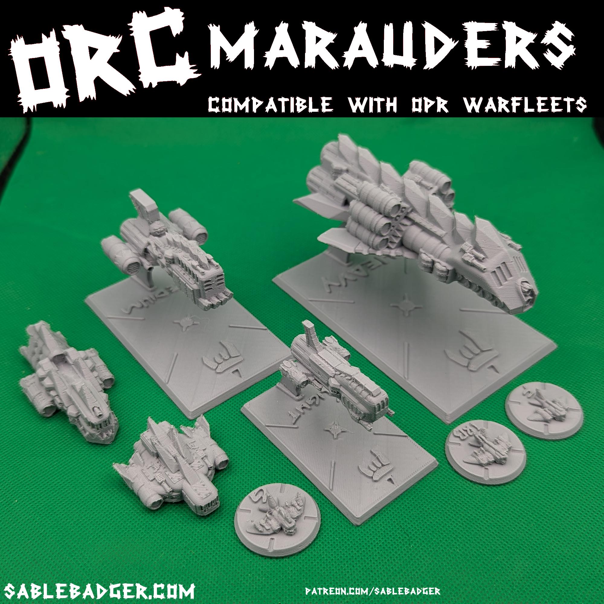 OPR Warfleets Compatible Starship Miniatures - Orc Marauders – Multiple Ship Classes - Many Options – FDM or Resin Prints - OnePageRules