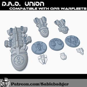 DAO Union Fleet – Warfleets-Compatible Miniatures – Fighter, Bomber, Gunship & Capital Ships for OPR | OnePageRules