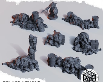 Corpse Barricade Terrain Set: Grimdark 32mm Wargaming Cover (Resin/PLA Option