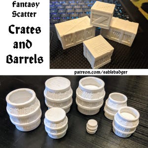 ファンタジー スキャッター クレート＆バレル | 28～32 mmスケール - 3Dプリント ウォーゲーミング地形 | PLAプラスチック