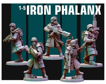 10 Resin Iron Phalanx Miniatures | Armored Sci Fi Infantry Squad | Miniatures by Red Pilgrim