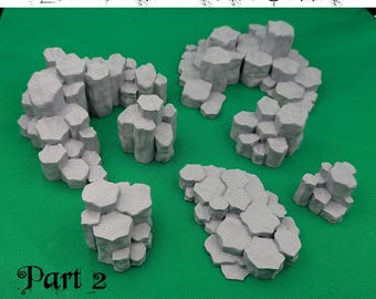 Columnar Basalt Terrain 2: 3D Printed RPG Miniature Scenery