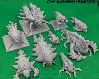 OPR Warfleets Compatible Starship Miniatures - Alien Hives – Multiple Ship Classes - Lots of Options – FDM or Resin Prints - OnePageRules