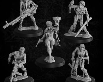 Toxic Troopers - 5 Count - 32mm Scale Resin Models compatible with Trench Crusade - Design by Onmioji