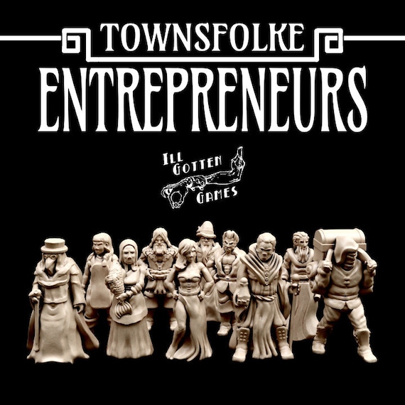 Townsfolke: Entrepreneurs Resin NPC - 28mm - Fantasy Miniatures - NPC PCs for RPGs and Wargames