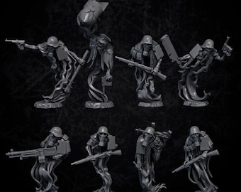 8x Undead soldiers - Ghosts  - 32mm Scale Resin Models compatible with Trench Crusade